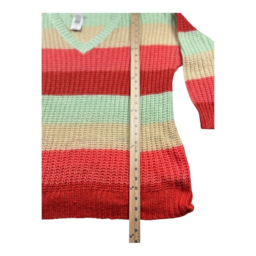 Torrid Striped V-Neck Chunky Knit Sweater 3X Pastel Colorblock Cozy NWT - Picture 10 of 12